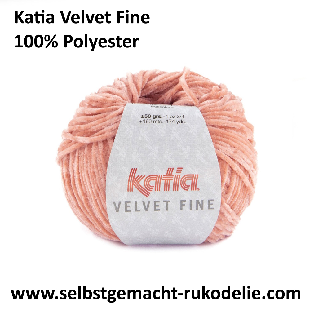 Katia Velvet Fine, 50g-160m, 100%Polyester, Chenille Garn